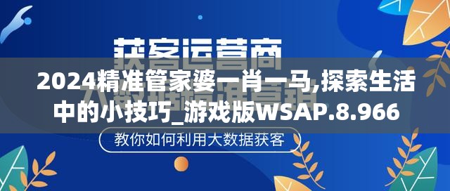 2024精准管家婆一肖一马,探索生活中的小技巧_游戏版WSAP.8.966