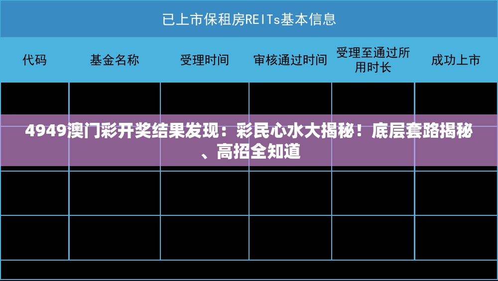 4949澳门彩开奖结果发现：彩民心水大揭秘！底层套路揭秘、高招全知道